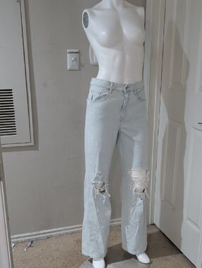 Pacific Sunwear Light Wash Distressed Bootcut Baggy Jeans Women's 27